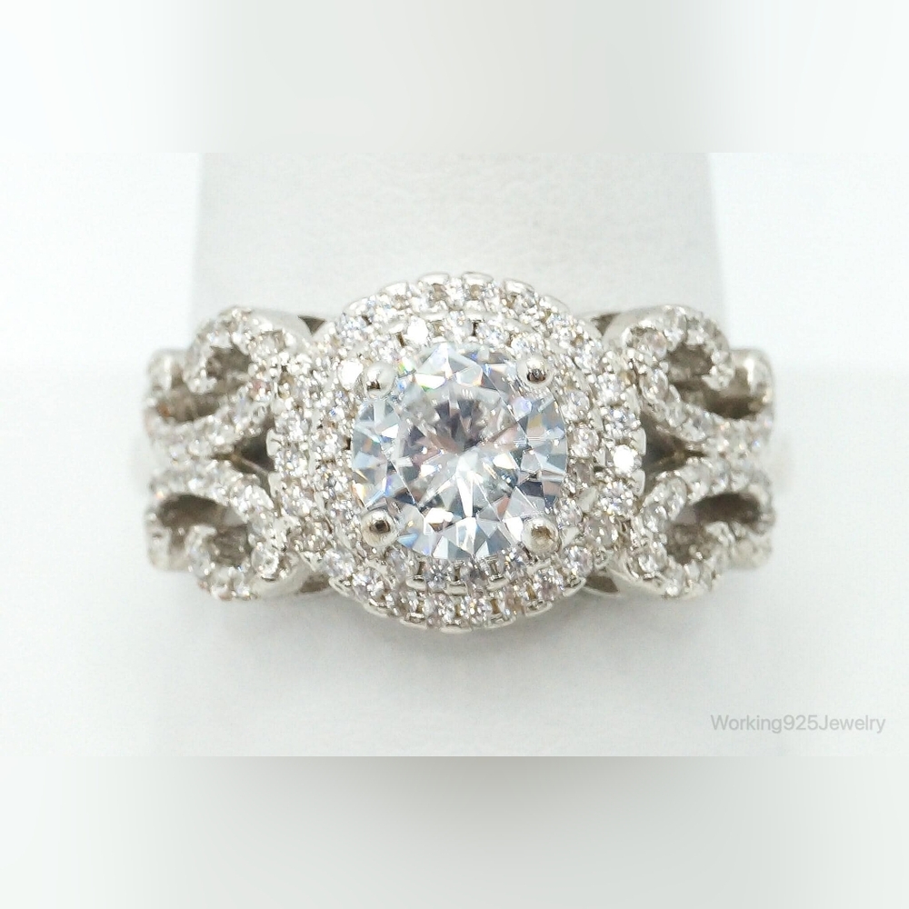 Elegant Silver Cubic Zirconia Diamond Ring